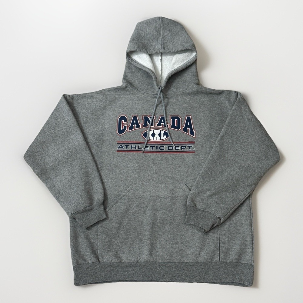 Canada Athletic Dept Hoodie Gray Jerico Sherpa Lined Graphic Pullover XL